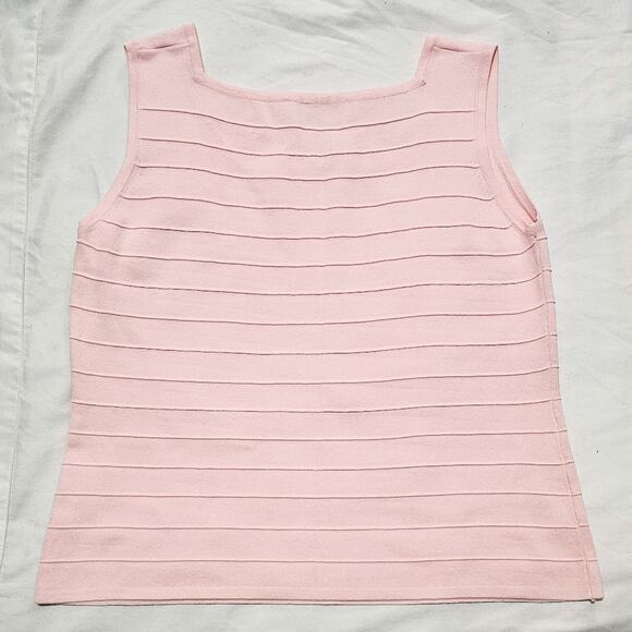 Joseph A pink square neck stretch textured stripe sleeveless top size XL - Picture 3 of 7